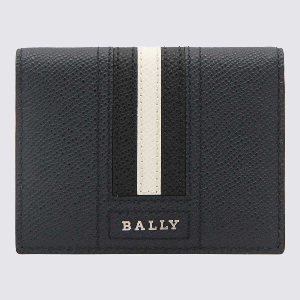 Bally BALLY NAVY BLUE, WHITE AND BLACK LEATHER WALLET NEW BLUE