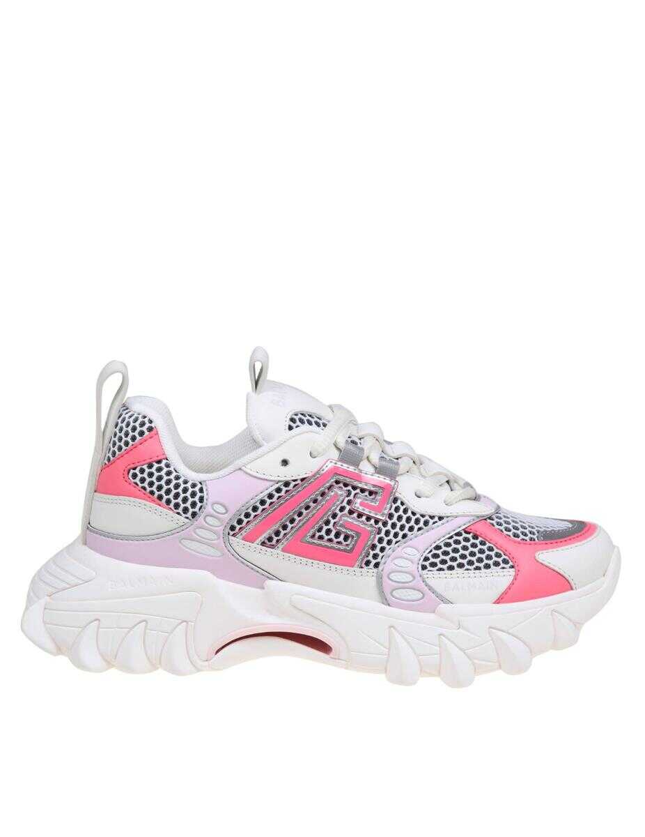 Balmain BALMAIN SNEAKERS IN TECHNICAL MATERIAL AND MESH BLANC ROSE