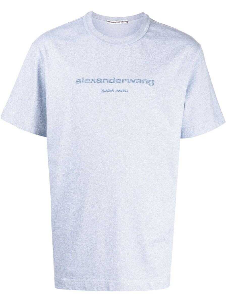 Alexander Wang ALEXANDER WANG T-SHIRT WITH EMBOSSED LOGO BLUE