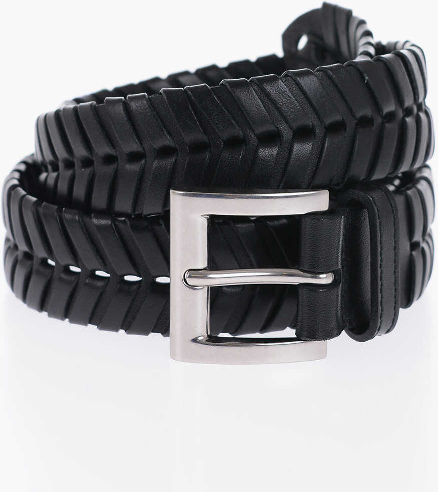 Bottega Veneta Braided Leather Belt 30Mm Black