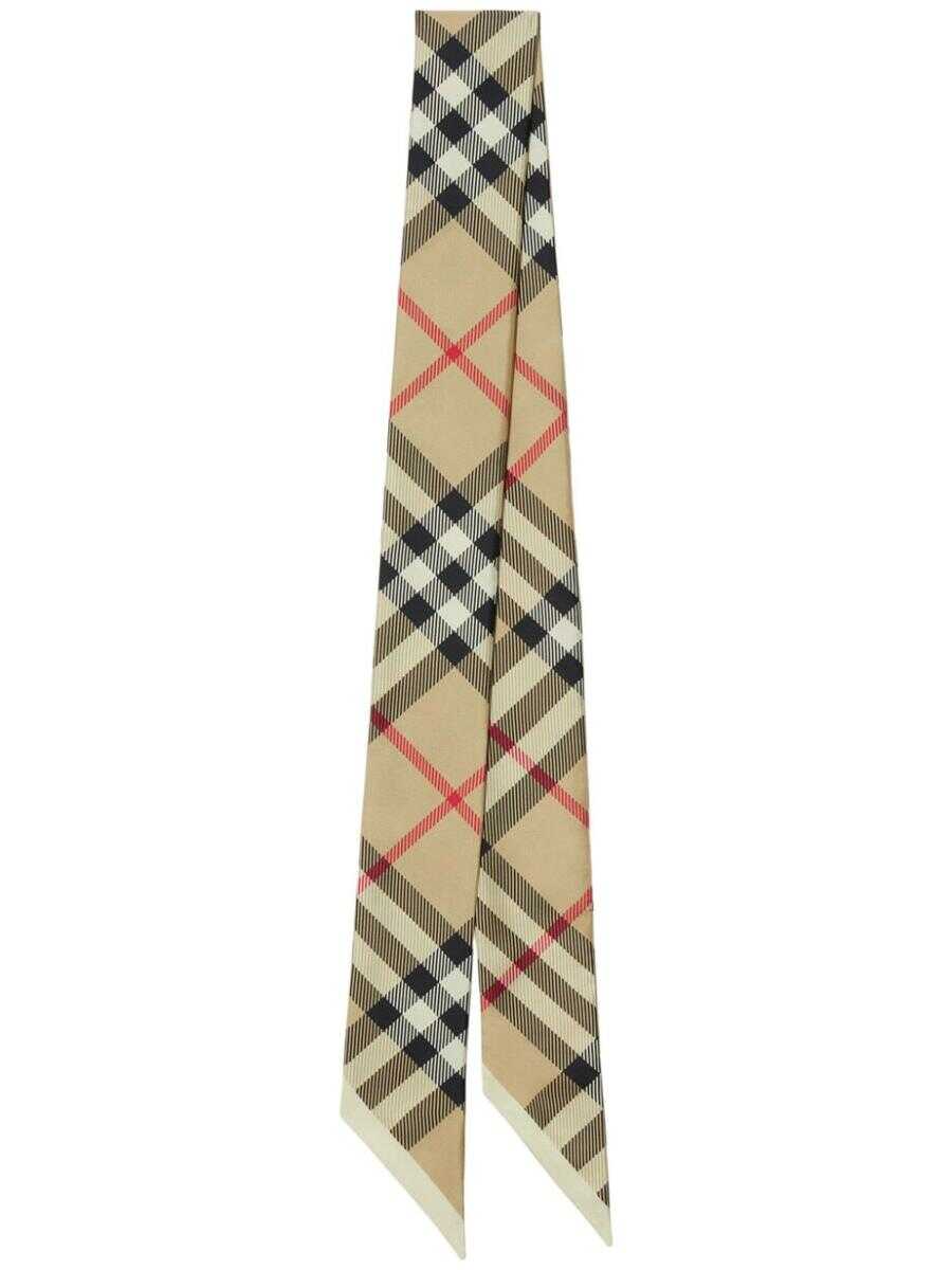 Burberry BURBERRY Vintage Check skinny silk scarf ARCHIVE BEIGE