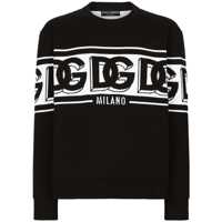 Pulovere Black Crewneck Sweater With Dg Motif In Wool Blend Man Barbati