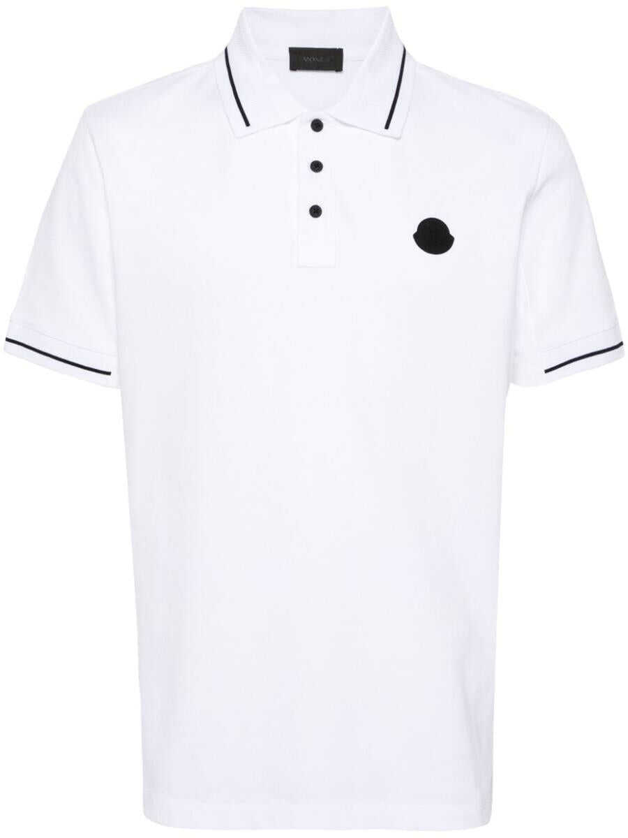 Moncler MONCLER logo-patch cotton polo shirt WHITE