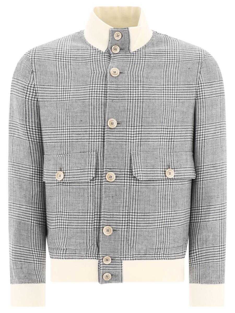 Brunello Cucinelli BRUNELLO CUCINELLI Linen, wool and silk bomber jacket GREY