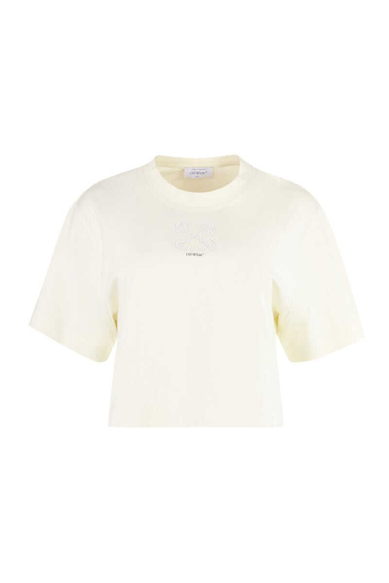 Off-White OFF-WHITE LOGO DETAIL CROPPED T-SHIRT YELLOW