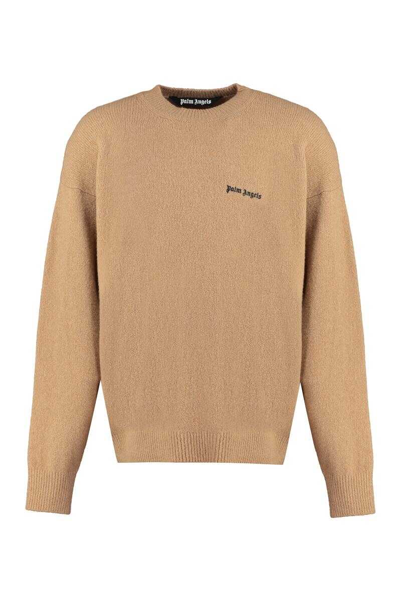 Palm Angels PALM ANGELS LOGO CREW-NECK SWEATER Camel