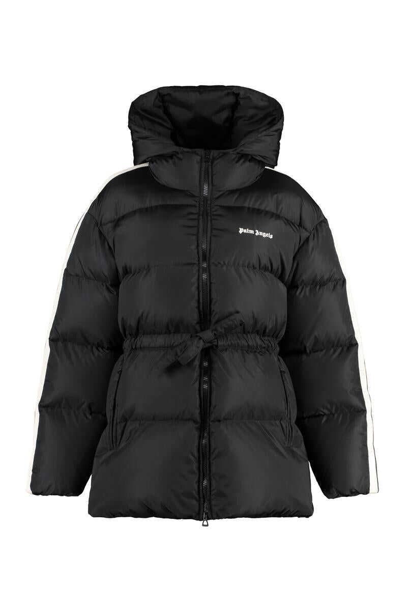 Palm Angels PALM ANGELS HOODED TECHNO FABRIC DOWN JACKET BLACK