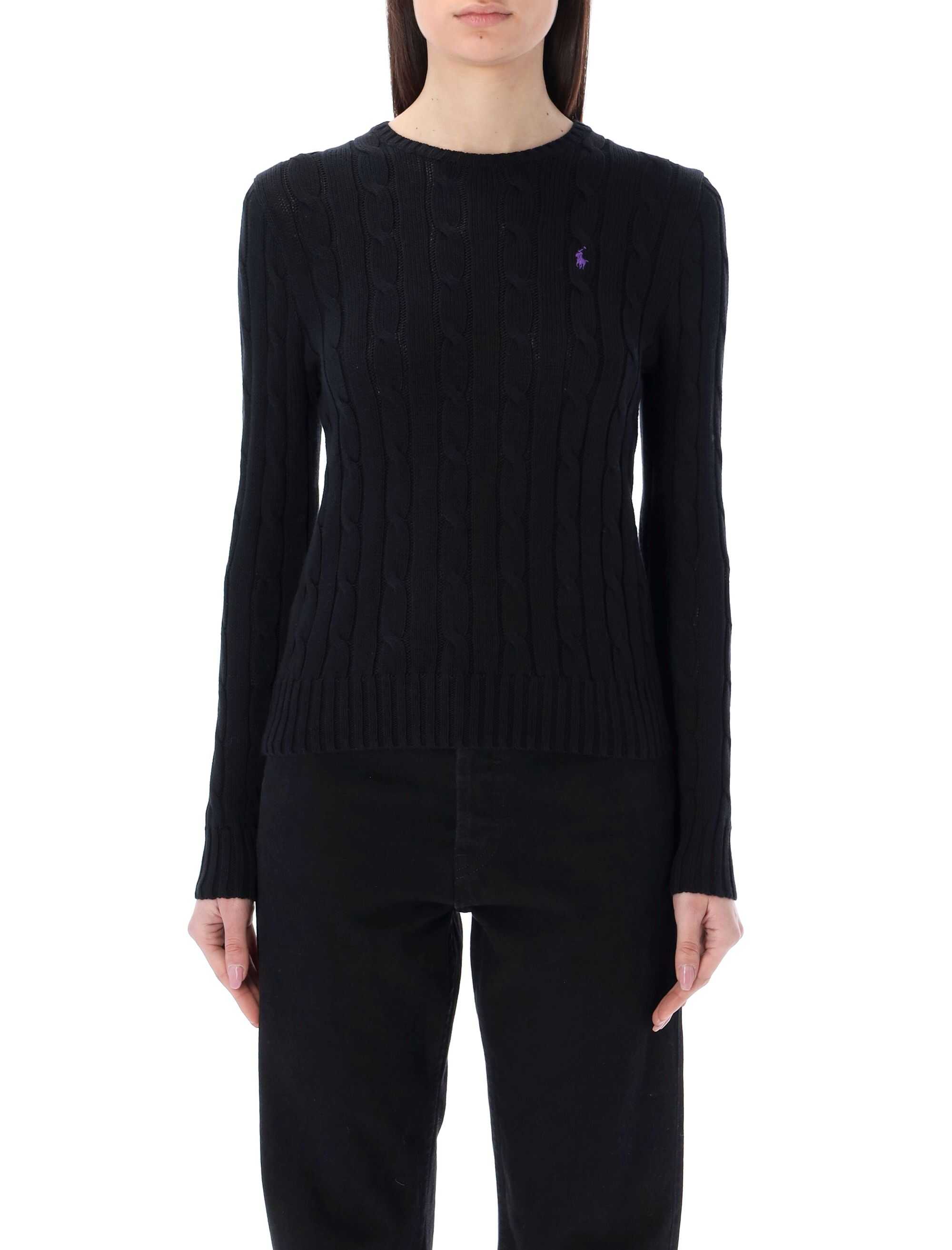 Ralph Lauren Cable-knit cotton crewneck sweater Black