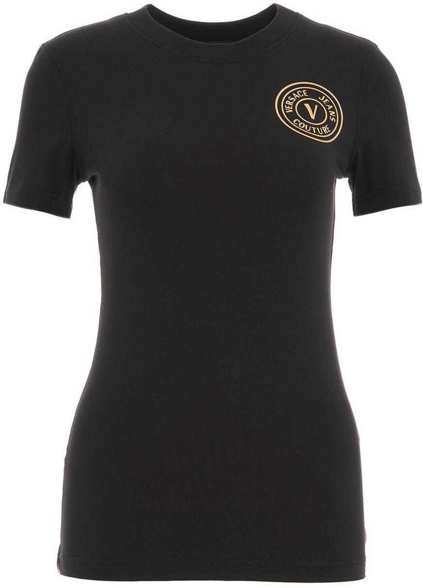 Tricouri Versace T-shirt with logo emblem Black Femei (BM 12548578) 2