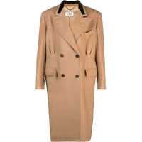 Paltoane Contrasting Lapel Camel Wool Blend Double-Breasted Coat Fete