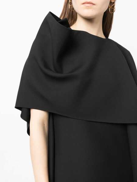 Rochii lungi Valentino Garavani Pink Pp Wool-Blend Cape Dress With Loose Fit Black Femei (BM 12548640) 5