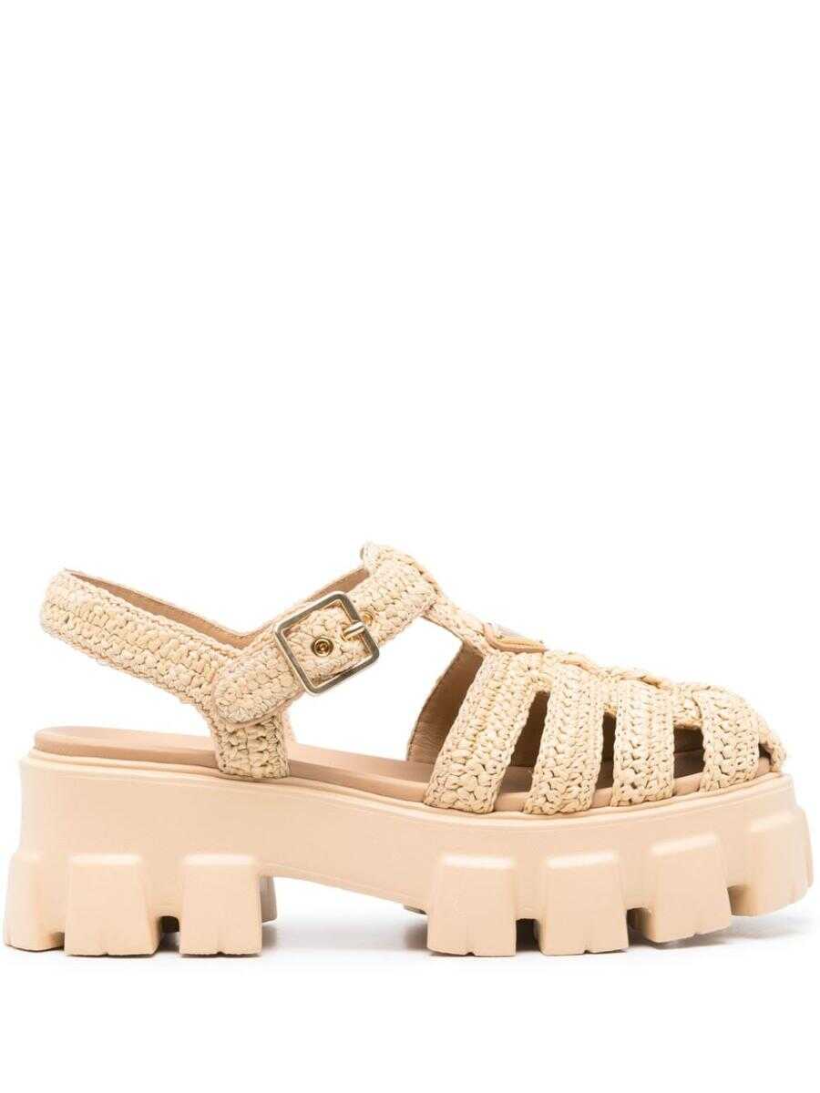 Prada PRADA Monolith raffia sandals NATURALE