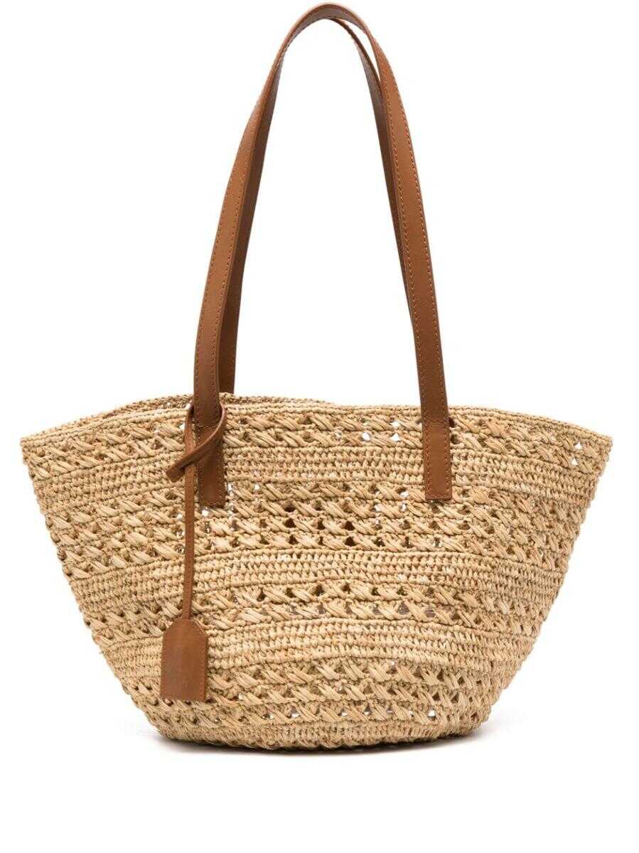 Saint Laurent SAINT LAURENT Panier small crochet raffia shopping bag BEIGE