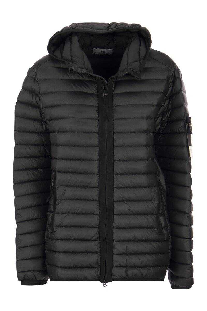Stone Island STONE ISLAND PACKABLE - Lightweight down jacket with hood BLACK