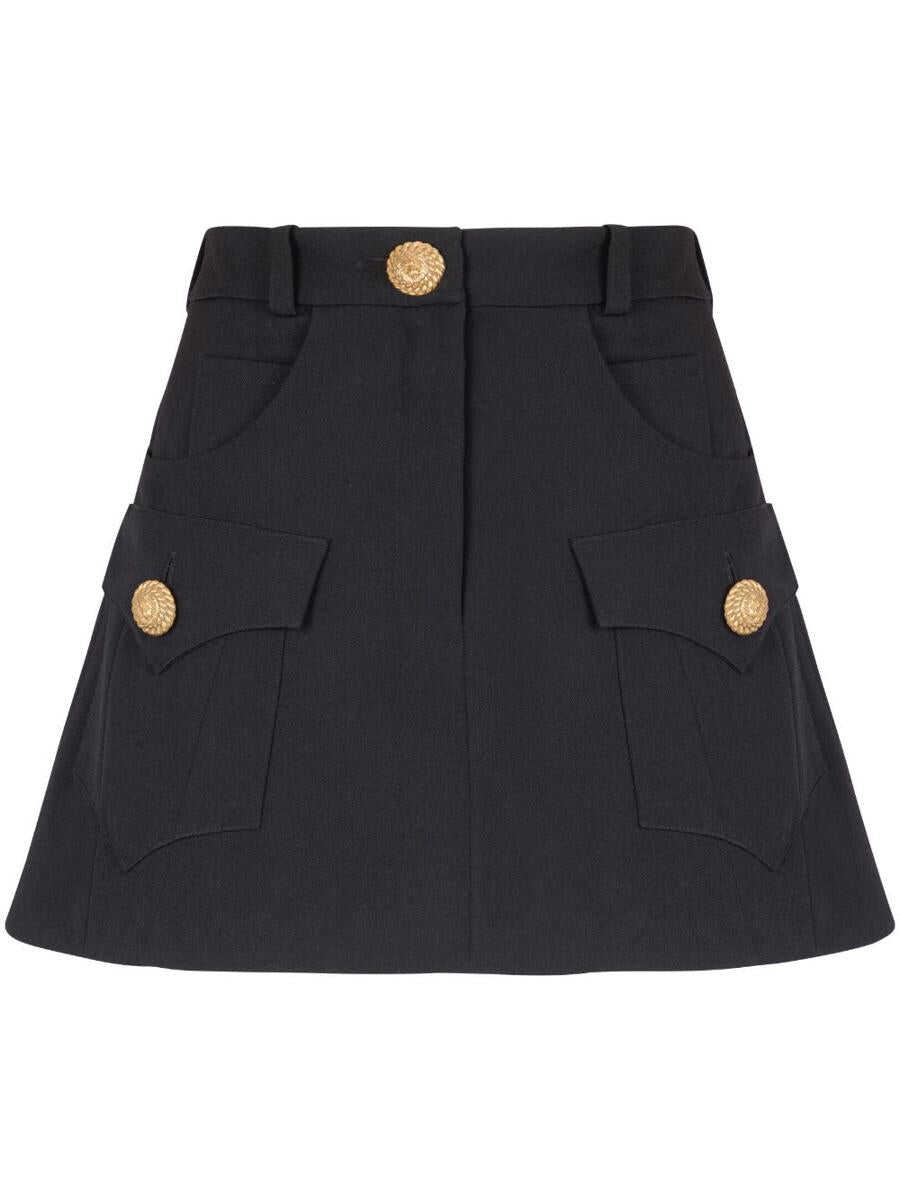 Poze Balmain BALMAIN Buttoned wool mini skirt BLACK b-mall.ro 
