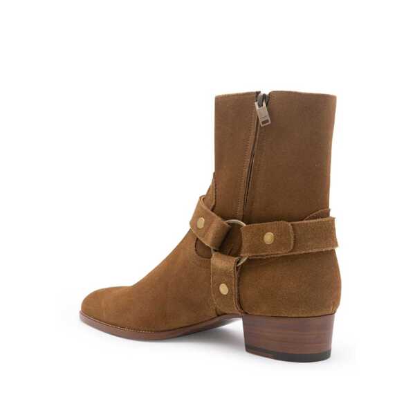 Bocanci casual Saint Laurent Saint Laurent Wyatt Harness Ankle Boots Brown Barbati (BM 12556035) 3