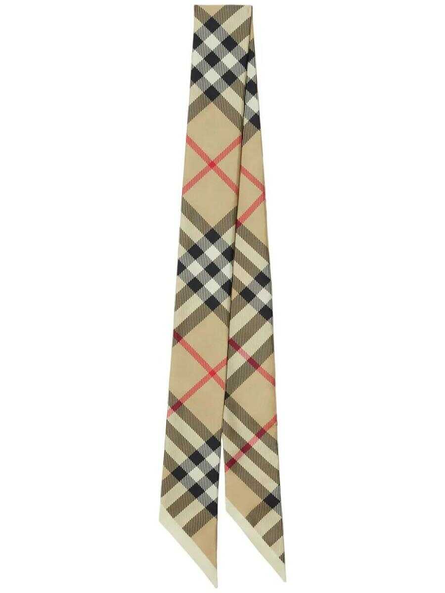 Burberry BURBERRY THIN CHECK SCARF ACCESSORIES BROWN
