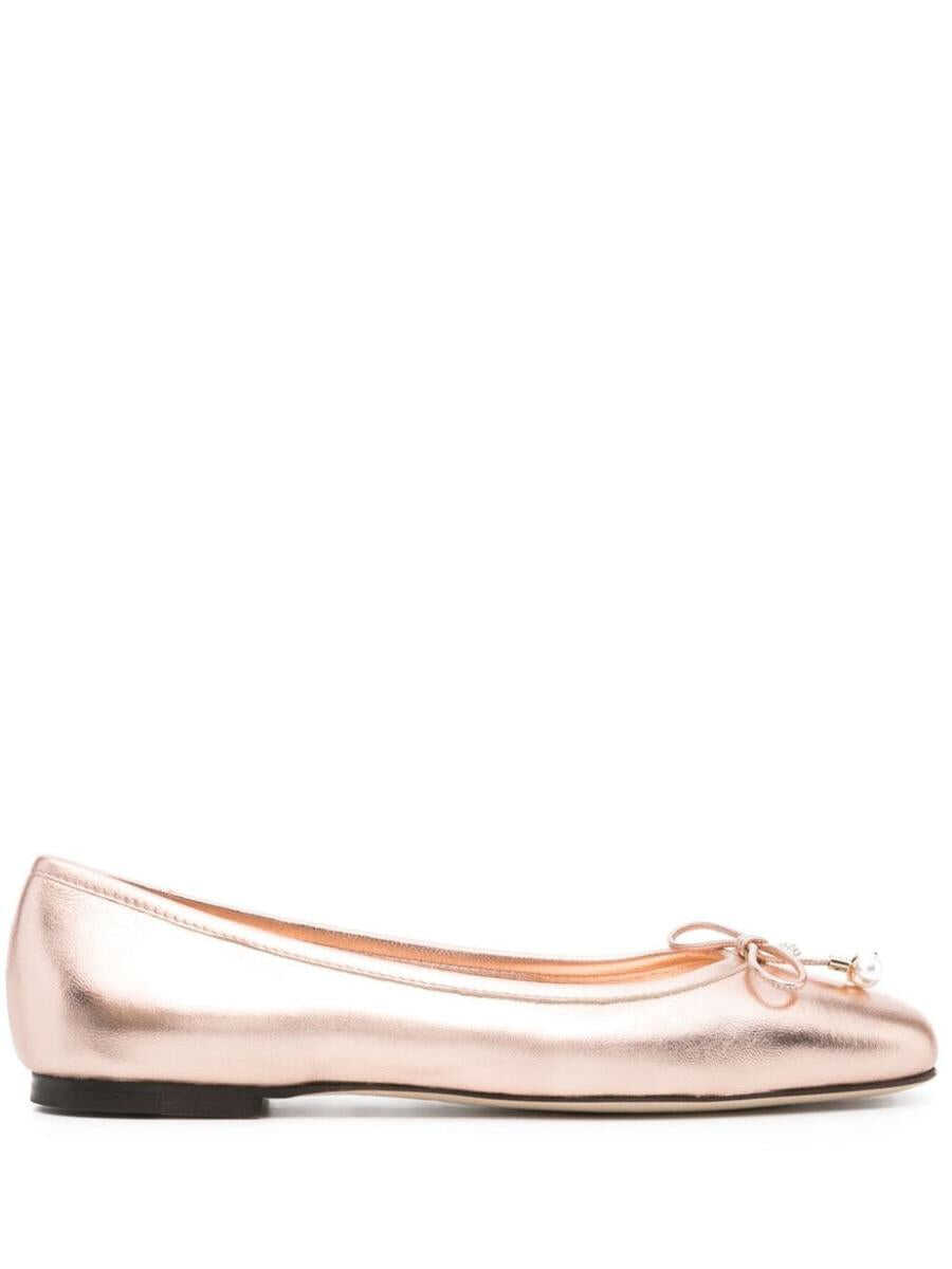 Jimmy Choo JIMMY CHOO Elme Flat metallic leather ballet flats POWDER