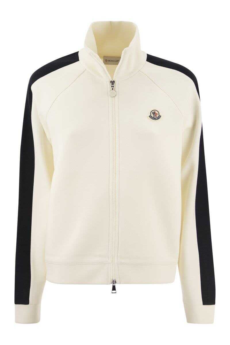 Moncler MONCLER Zip sweatshirt in piqué WHITE