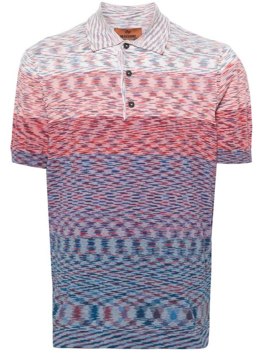 MISSONI BEACHWEAR MISSONI Tie-dye print cotton polo shirt RED