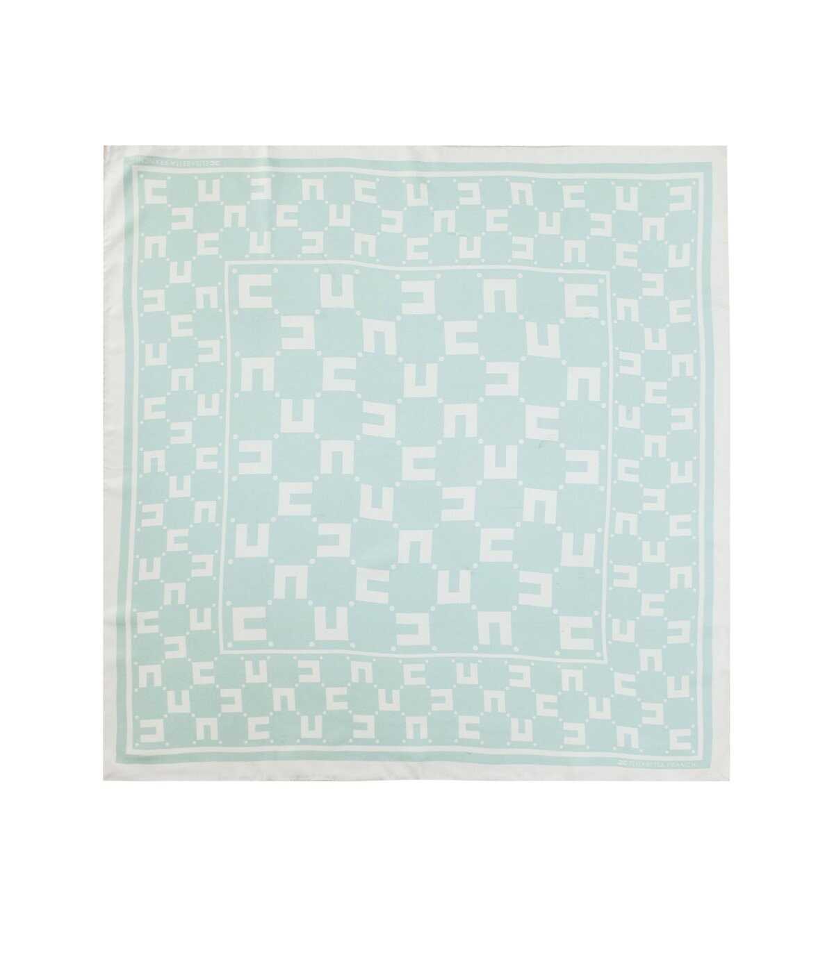 Elisabetta Franchi ELISABETTA FRANCHI ACQUA BUTTER FOULARD SCARF WITH LOGO PRINT Light blue