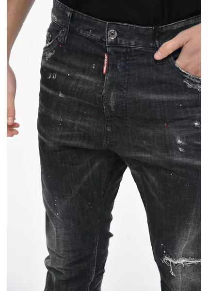 Blugi slim fit DSQUARED2 Long Crotch Fit Denims With Coated Cotton Cuffs 16Cm Black Barbati (BM 12563889) 3