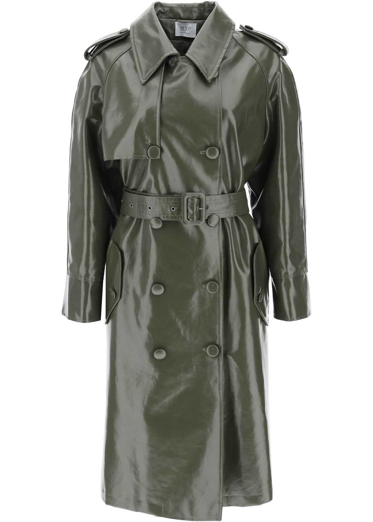 MVP WARDROBE Montenapoleone Coated Trench Coat MILITARY