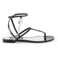 Sandale fara toc Patent Leather Thong Sandals With Padlock Femei