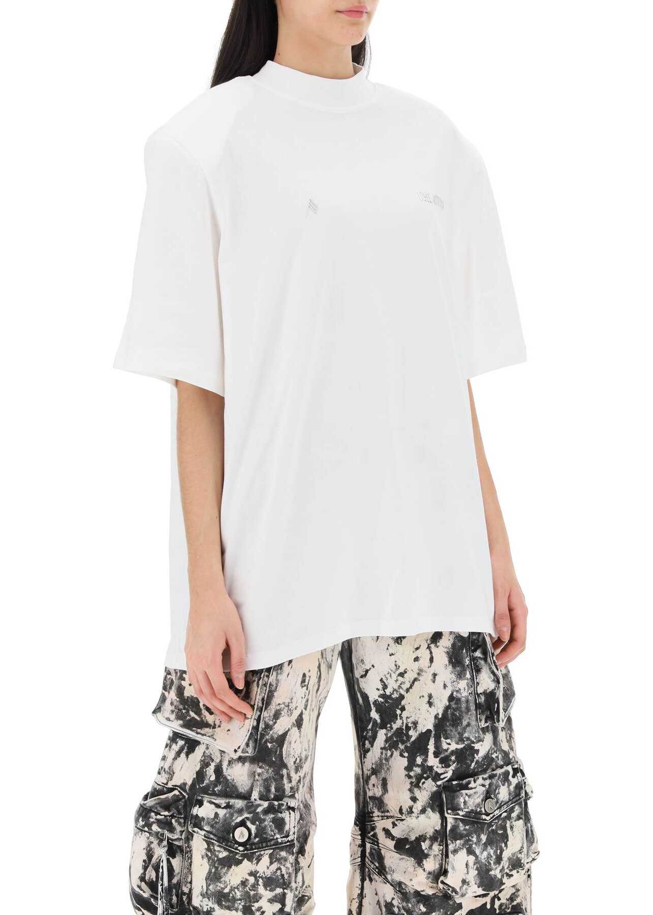 THE ATTICO Kilie Oversized T-Shirt With Padded Shoulders WHITE