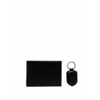 Portofele EMPORIO ARMANI BLACK LEATHER WALLET+KEYCHAIN SET Barbati