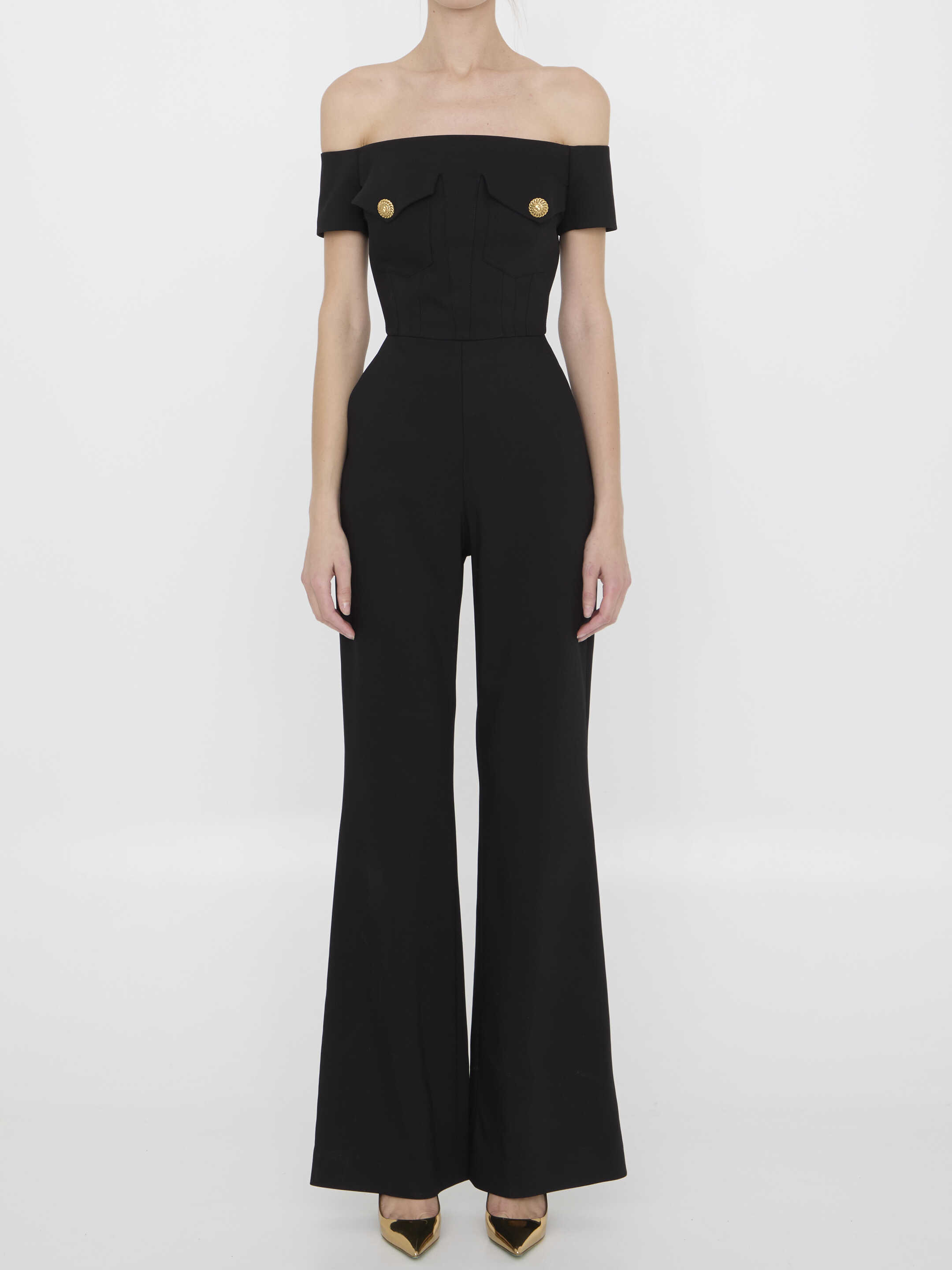 Balmain Crêpe Jumpsuit BLACK