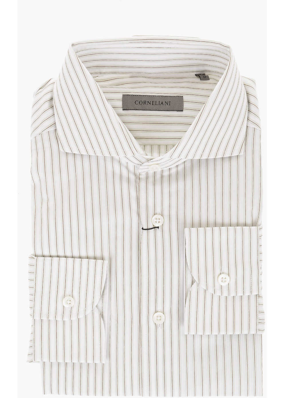 CORNELIANI Cotton Shirt With Pinstriped Pattern White