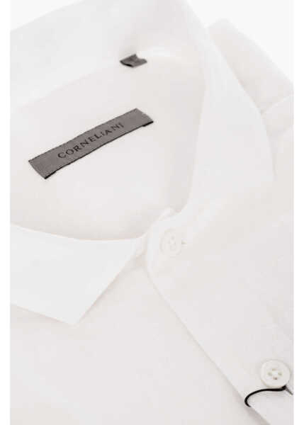 Camasi casual CORNELIANI Short-Sleeved Flax Shirt With Utility Pockets White Barbati (BM 12564375) 2
