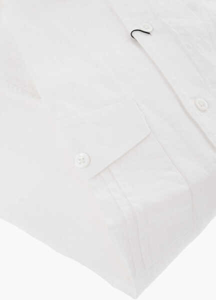 Camasi casual CORNELIANI Short-Sleeved Flax Shirt With Utility Pockets White Barbati (BM 12564375) 3