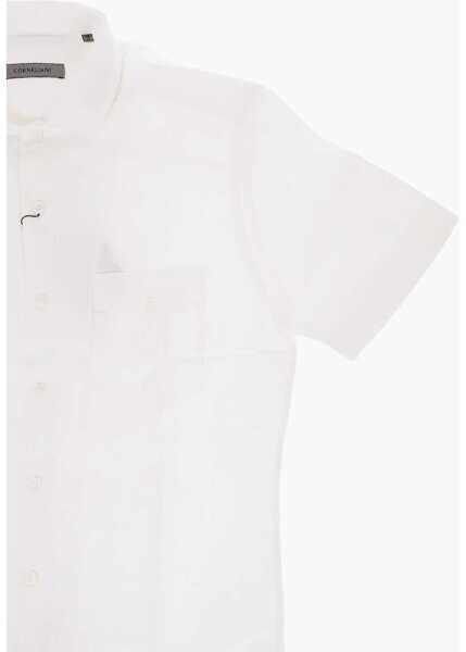 Camasi casual CORNELIANI Short-Sleeved Flax Shirt With Utility Pockets White Barbati (BM 12564375) 4