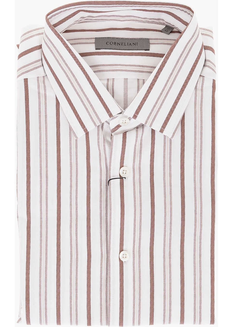 CORNELIANI Bayadere Stripe Cotton Shirt White