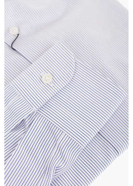 Camasi casual CORNELIANI Su Misura Pinstriped Cotton Shirt With Standard Collar Light Blue Barbati (BM 12564390) 3