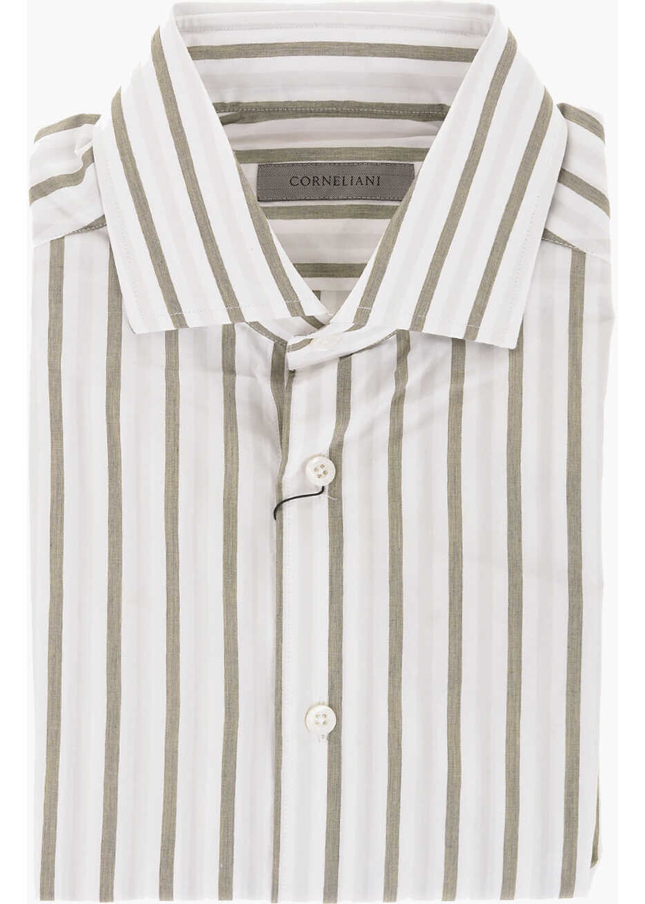 CORNELIANI Balanced Stripe Cotton Shirt Green