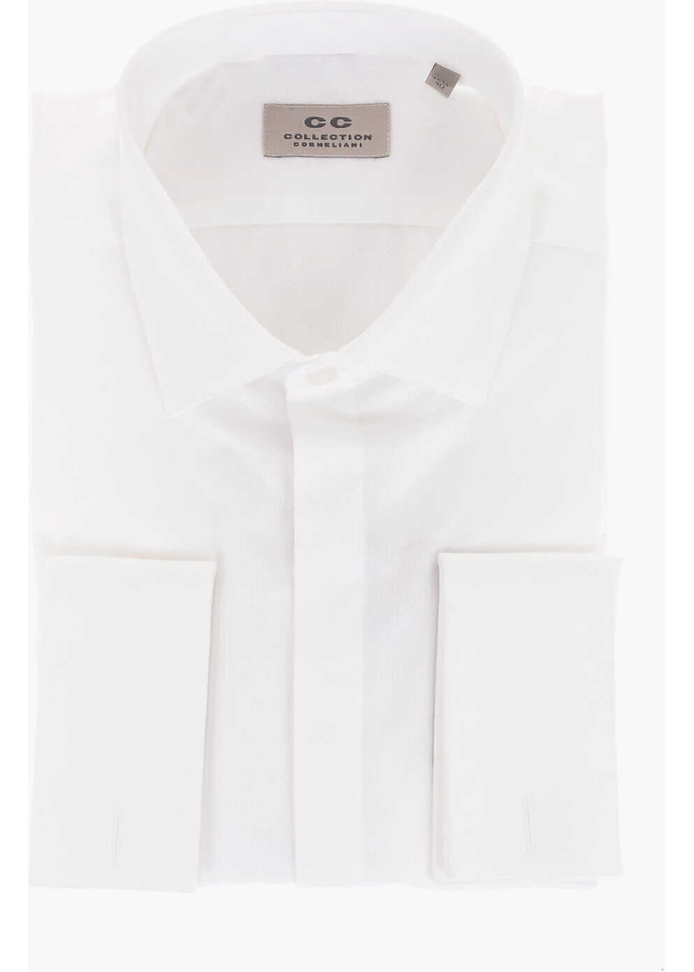 CORNELIANI Cc Collection Jacquard Cotton Shirt With Standard Collar White