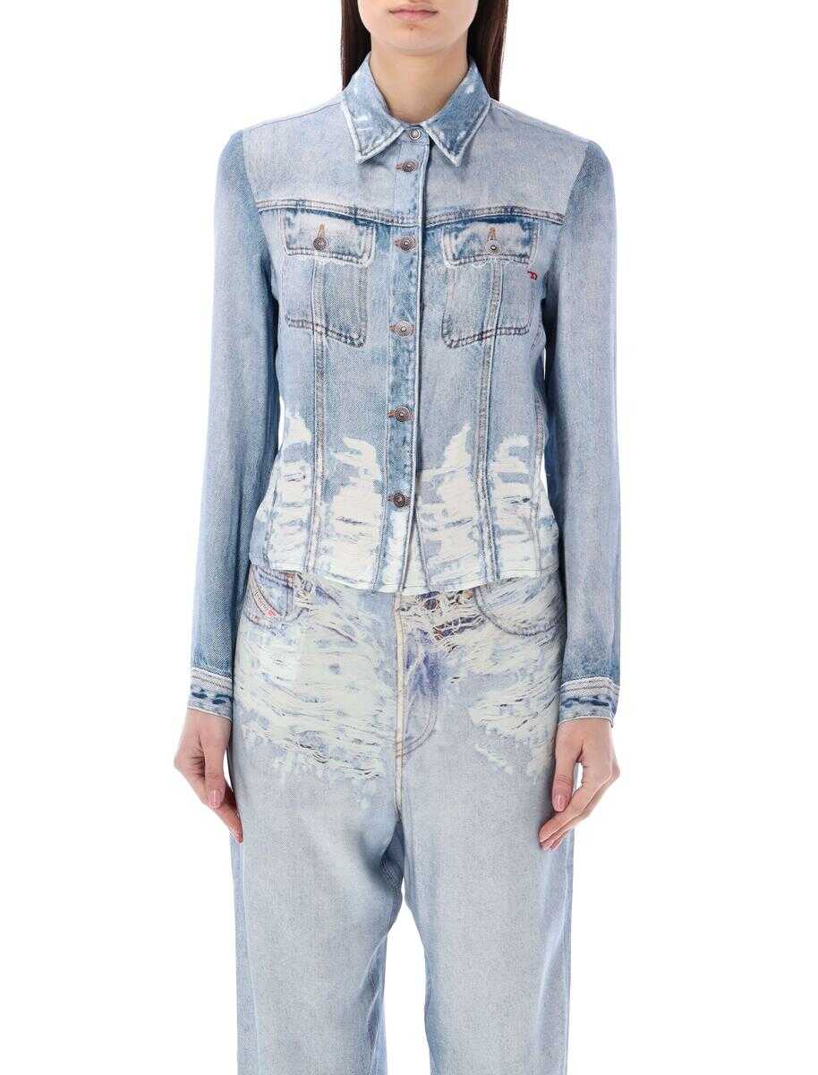 Diesel DIESEL Stretch Denim-like print shirt BLUE DENIM