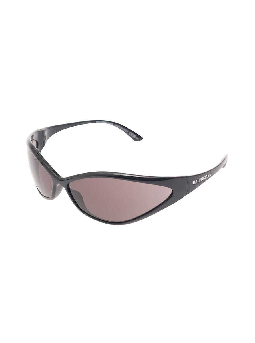 Balenciaga \'90s Oval\' Black Sunglasses with Engraved Logo in Nylon Woman BLACK