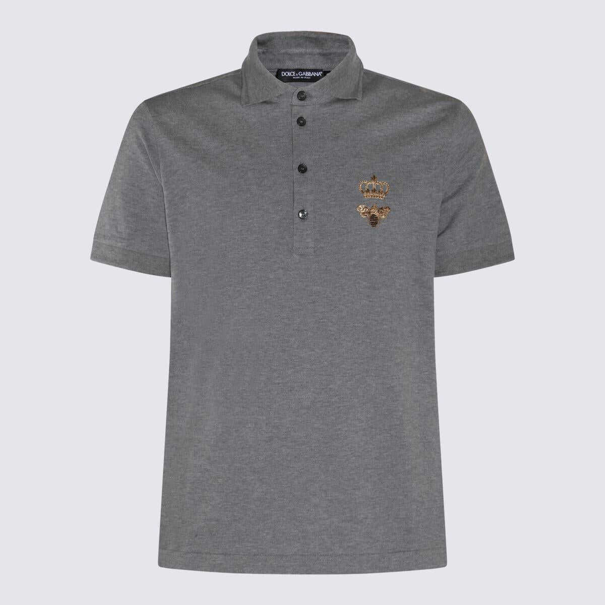 Dolce & Gabbana DOLCE & GABBANA GREY COTTON BLEND POLO SHIRT MELANGE GRIGI