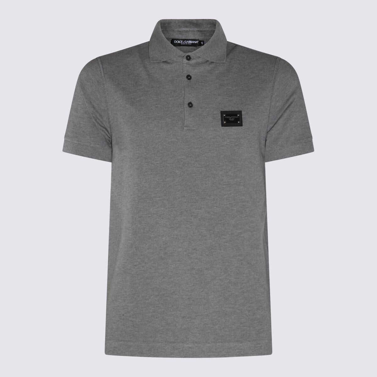 Dolce & Gabbana DOLCE & GABBANA GREY COTTON POLO SHIRT MELANGE GRIGI