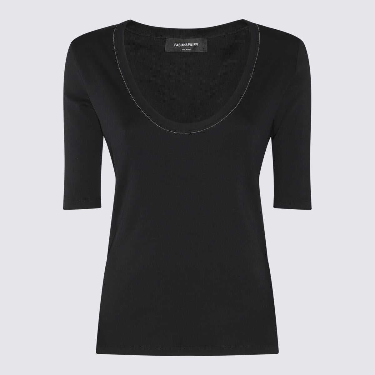 Fabiana Filippi FABIANA FILIPPI BLACK COTTON T-SHIRT BLACK