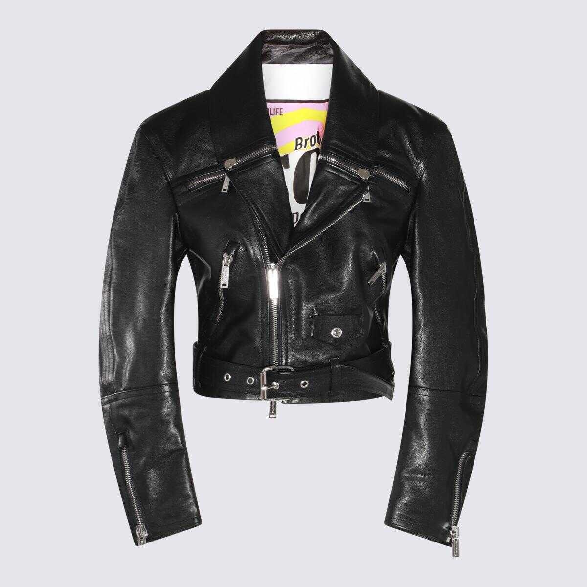 DSQUARED2 DSQUARED2 BLACK LEATHER JACKET BLACK