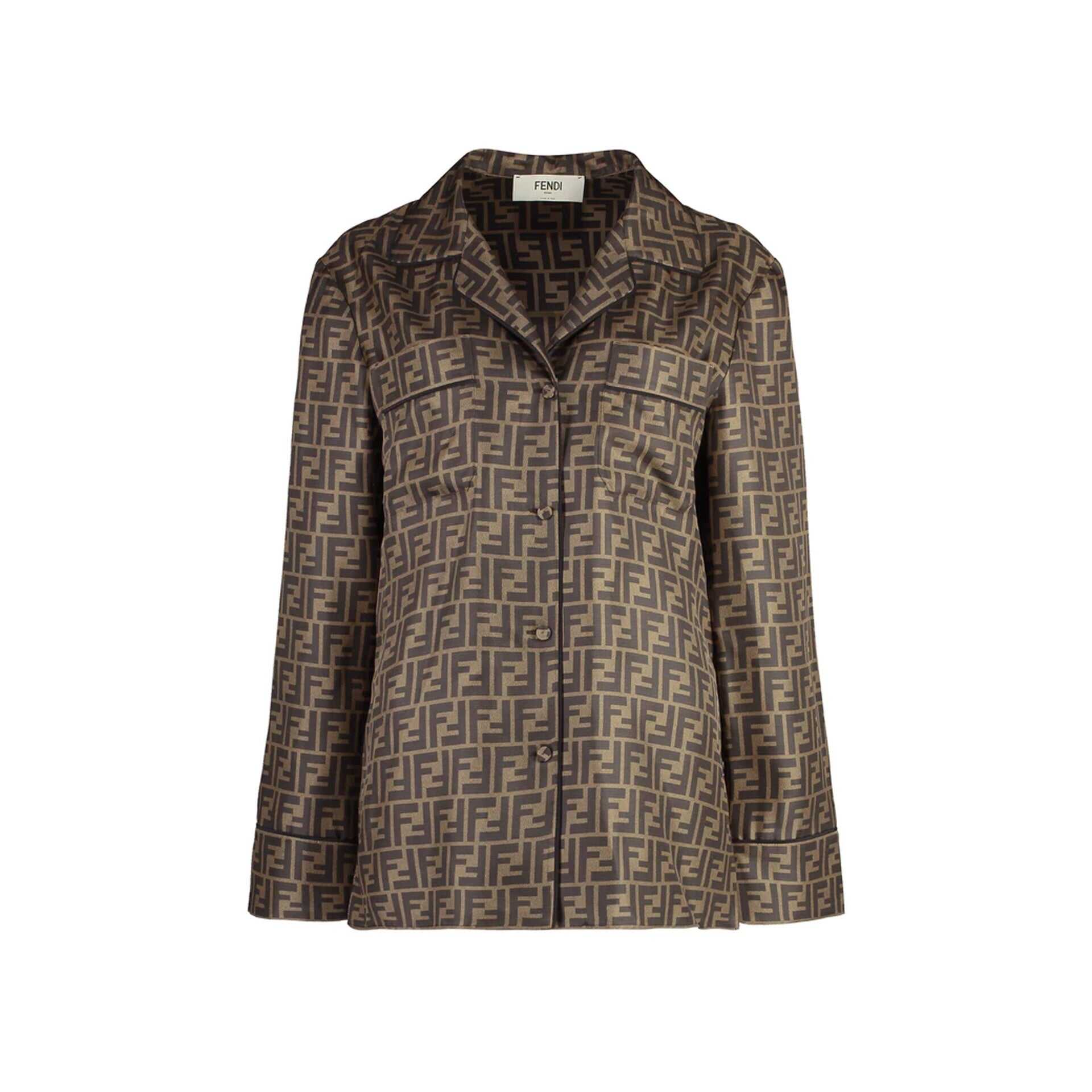 Fendi Fendi Silk Twill Shirt Brown