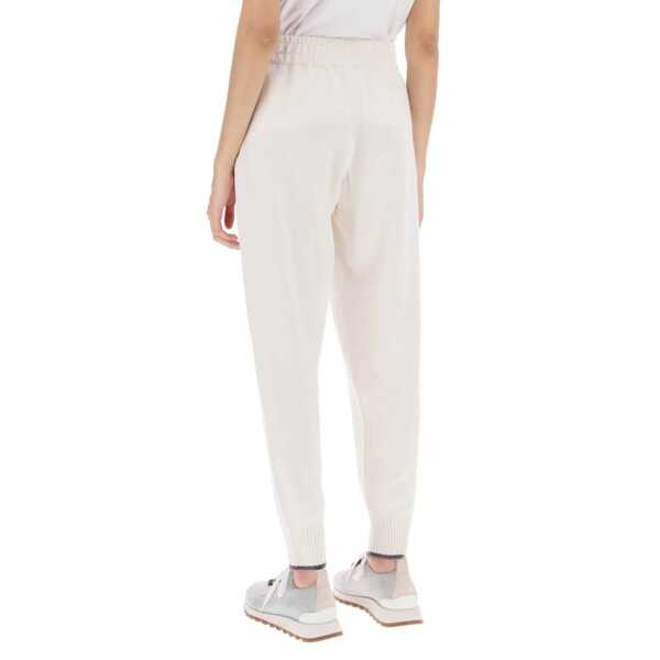 Pantaloni casual Brunello Cucinelli Brunello Cucinelli Cashmere Jogging Pants White Femei (BM 12573522) 3