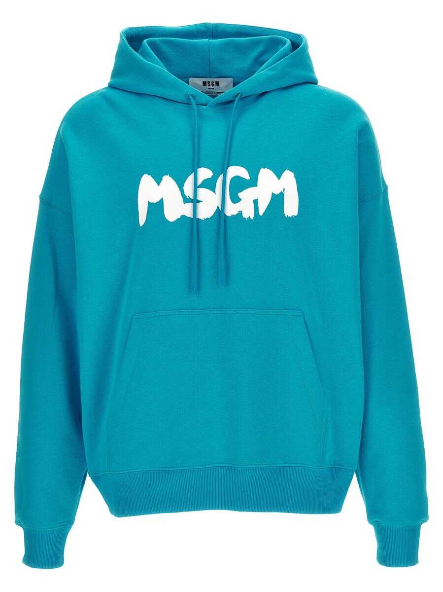 MSGM MSGM \'Logo brush\' hoodie BLUE