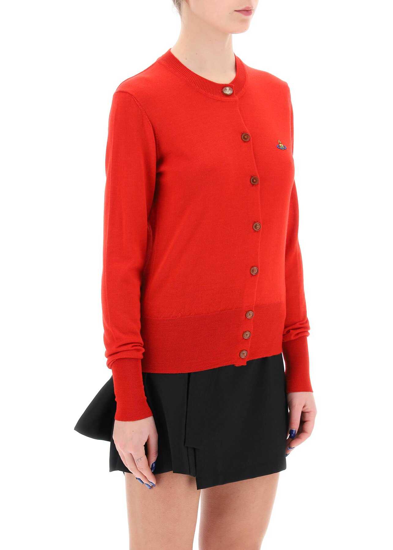 Vivienne Westwood Bea Cardigan With Embroidered Logo RED