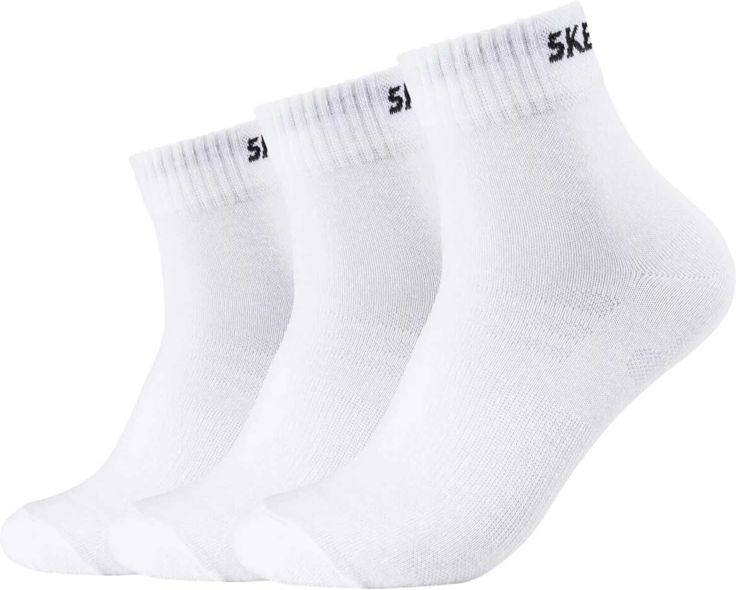 SKECHERS 3PPK Unisex Mesh Ventilation Quarter Socks White